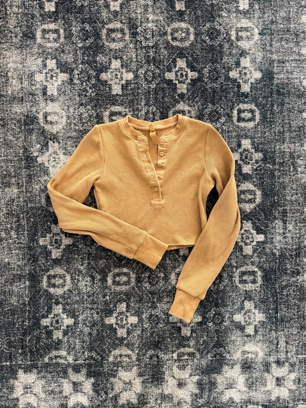 Skims Waffle Knit Henley Top